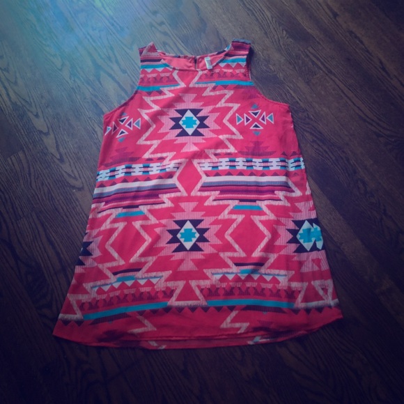 XL Pink sleeveless printed shift dress - Picture 1 of 1