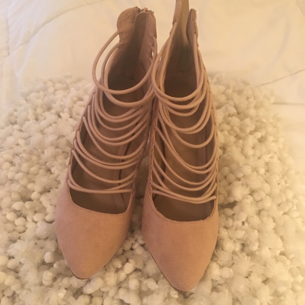 Faux Suede Blush Colored Pumps