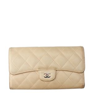 Chanel Beige Quilted Leather Snap Wallet 135699 Chanel Beige Quilted Leather Snap Wallet 135699