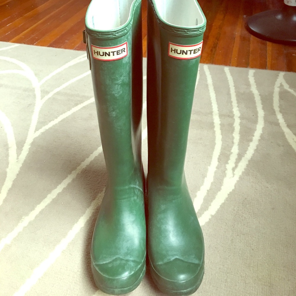 Green Distressed Hunter Rainboots