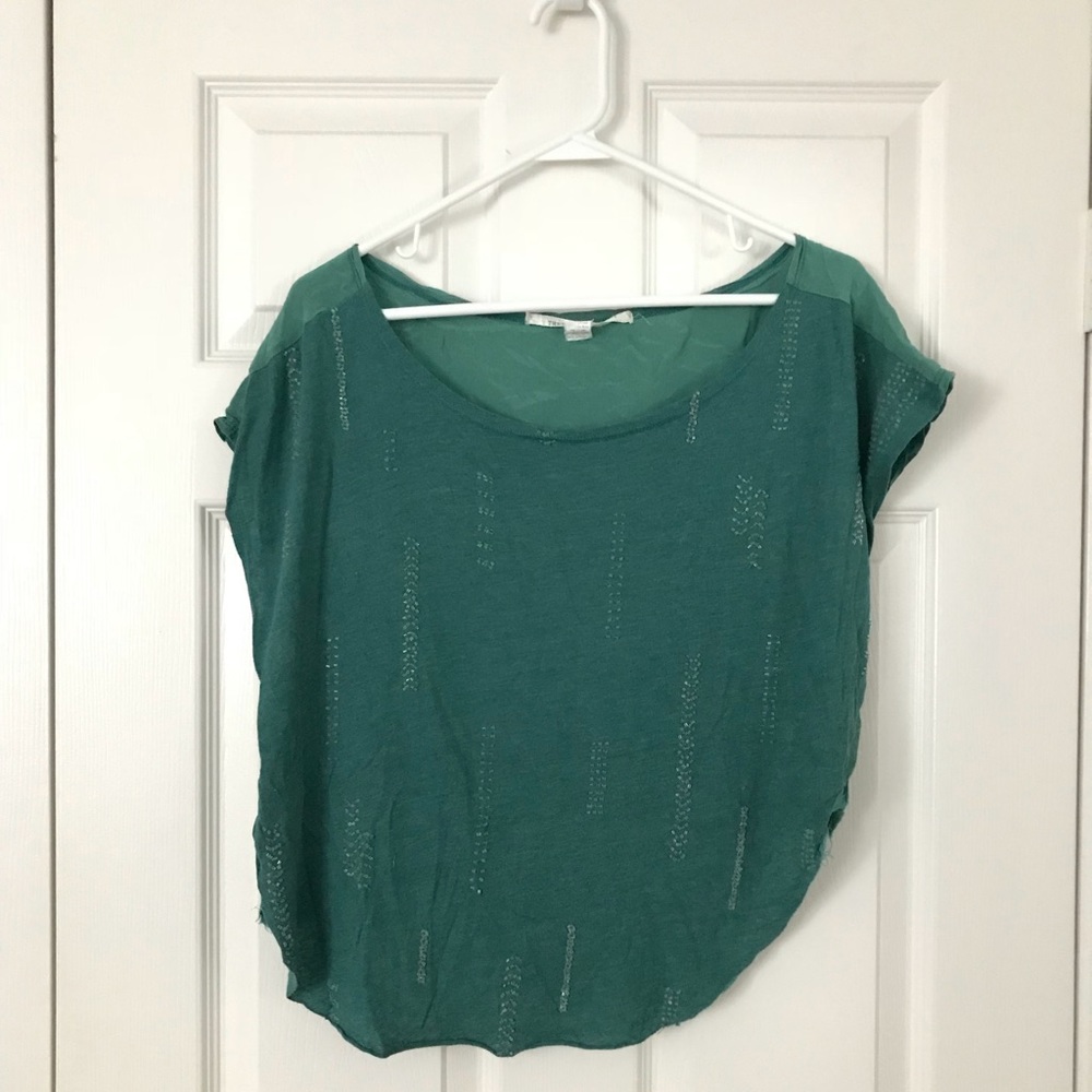 *SOLD* Nordstrom teal beaded off-shoulder top