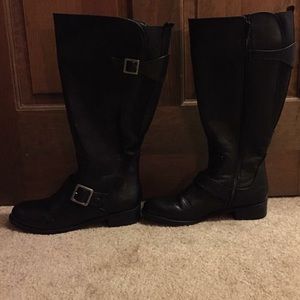 Black wide calf boots