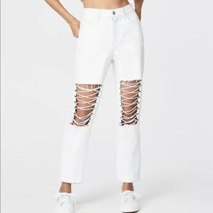LF/CARMAR - Hermia Lace up Jeans in White