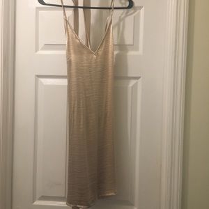 Gold Satin Slip Dress with Matching Choker