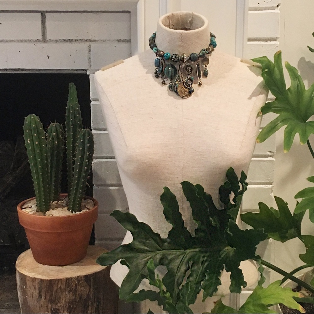 Boho choker necklace + earrings