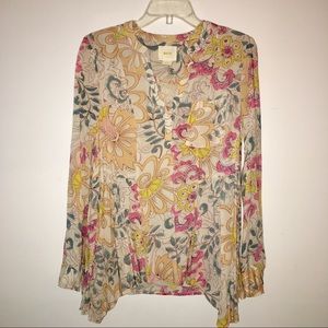 Floral Anthropologie blouse