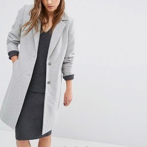 Grey Wool-Look Duster Tailored Coat