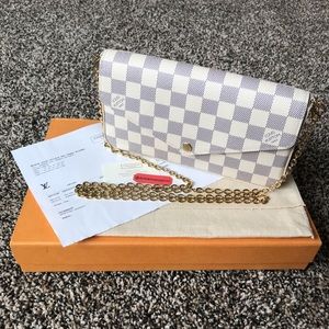 100% Auth Louis Vuitton Azur Pochette Felicie Bag