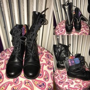 Wet seal foldable black combat boots size 8