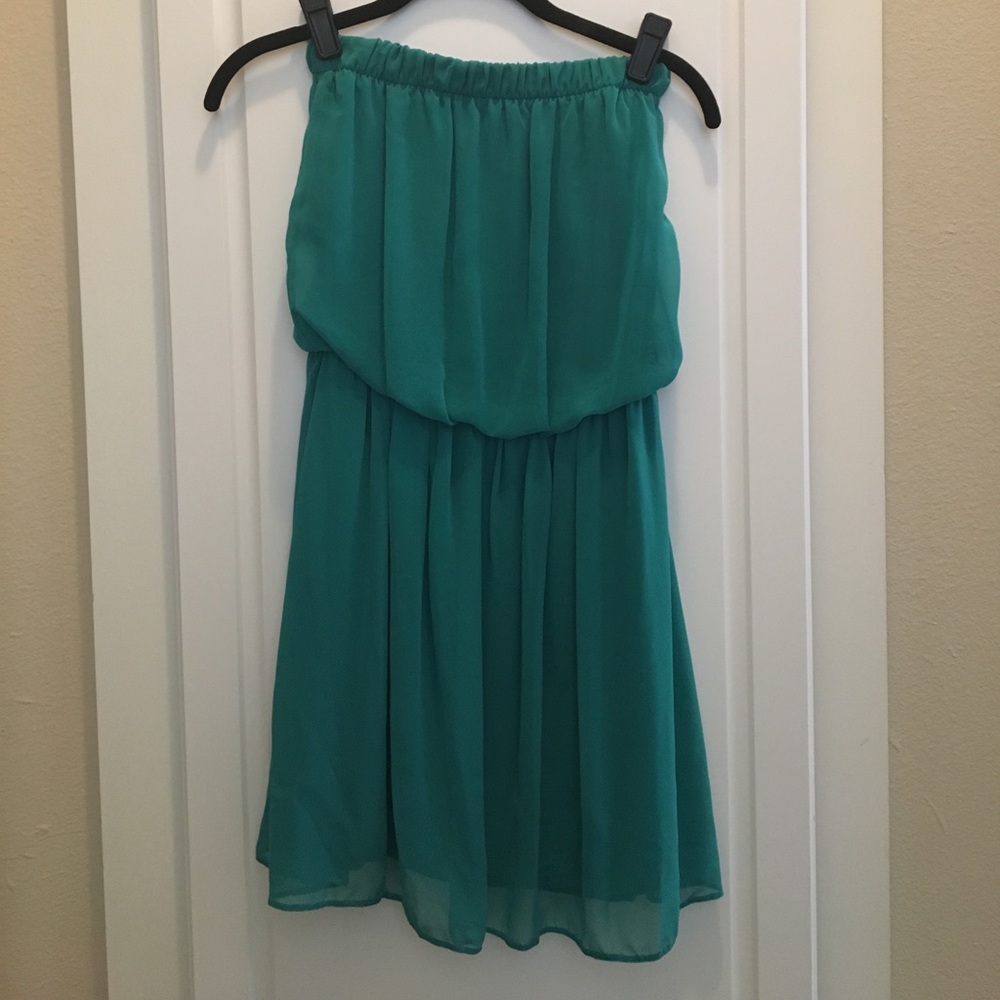 Lili Lovely Teal Strapless Dress
