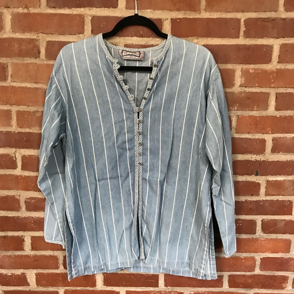 Vintage chambray hippie tunic denim boho duster