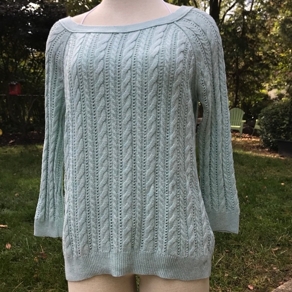 Baby Blue American Eagle eyelet sweater - Picture 3 of 5