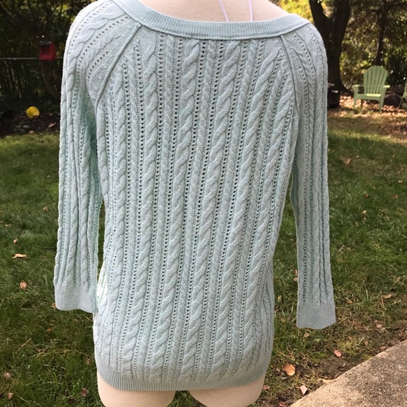 Baby Blue American Eagle eyelet sweater - Picture 4 of 5