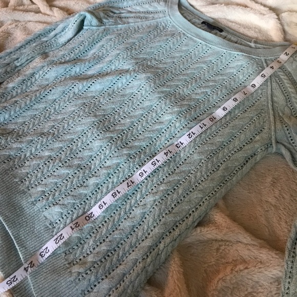Baby Blue American Eagle eyelet sweater - Picture 2 of 5