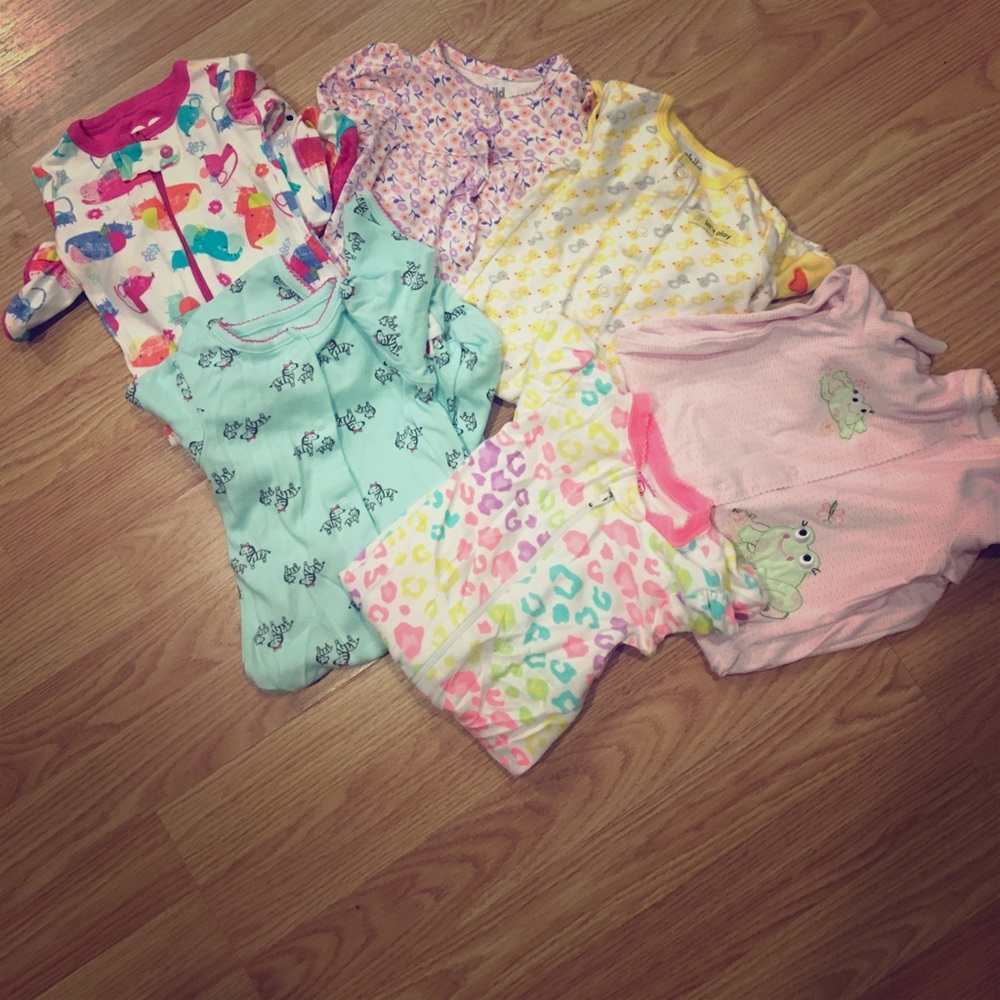 Baby girl footie pajamas.
