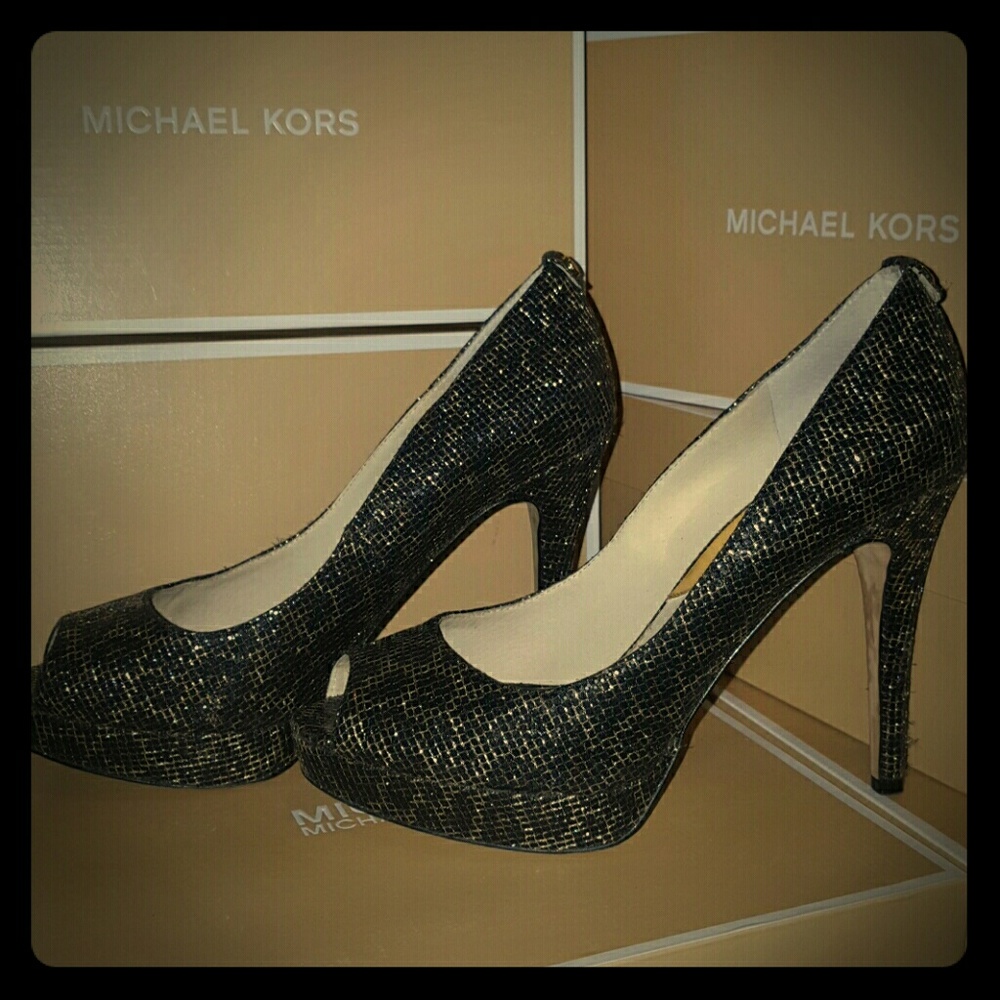 Michael Kors York Cheetah Glitter Platform sz 8