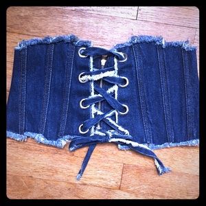 Never Worn Zara Denim Adjustable Corset sz Small