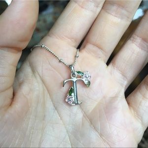 Silver Rhinestone Monogram T Necklace