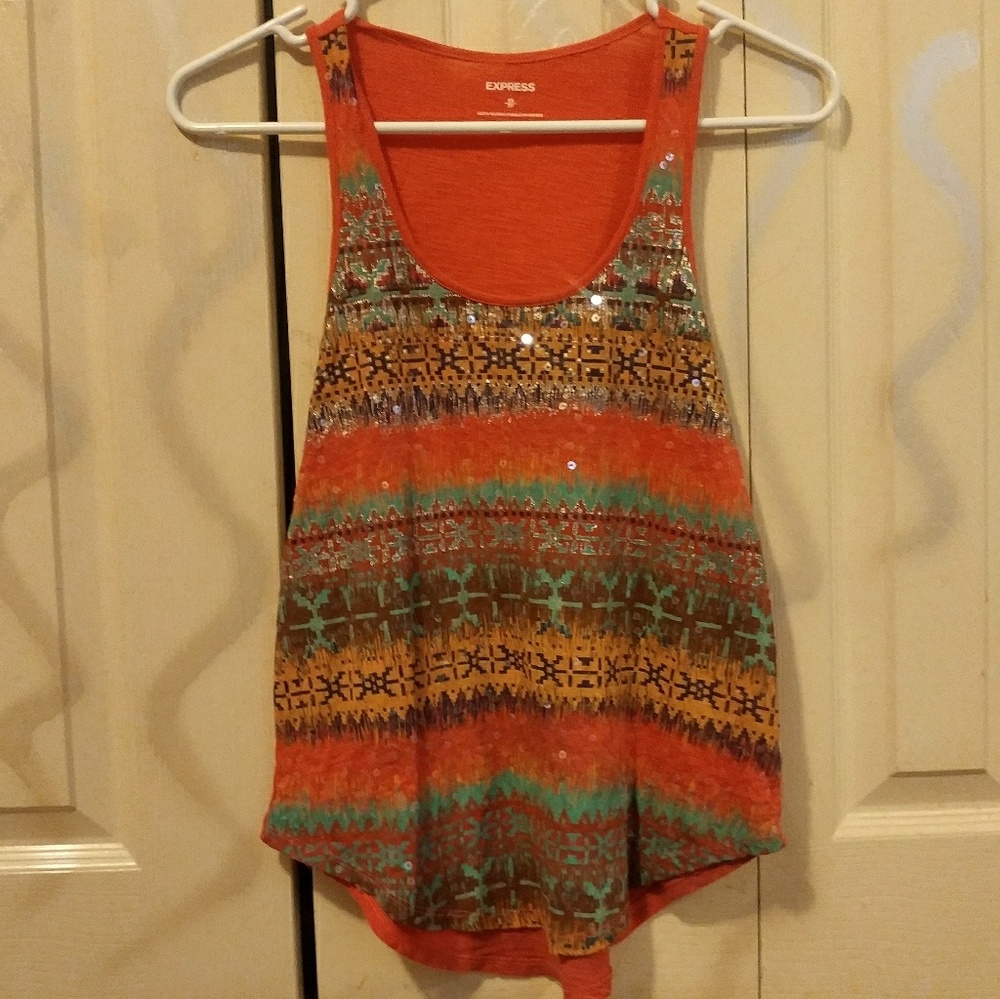Multicolored sequined tank