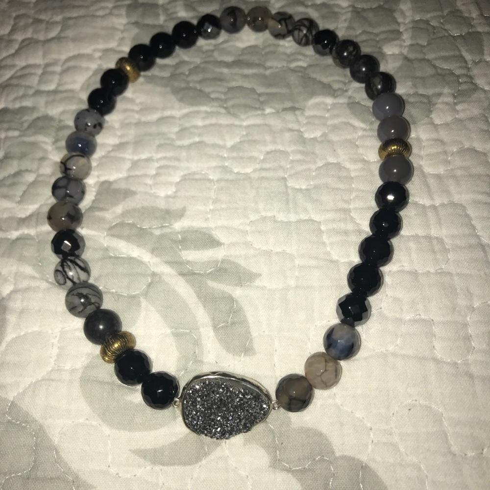 Silpada”Ode to Gode”Druzy Sterling/Agate Bracelet - Picture 3 of 6