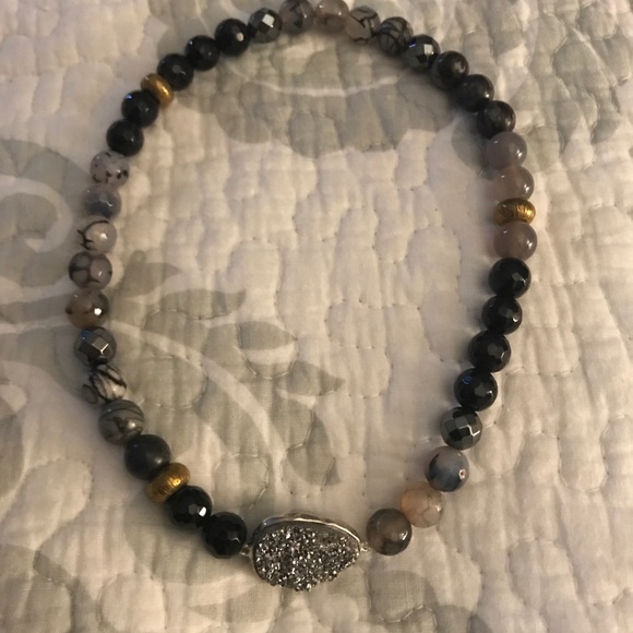 Silpada”Ode to Gode”Druzy Sterling/Agate Bracelet - Picture 5 of 6