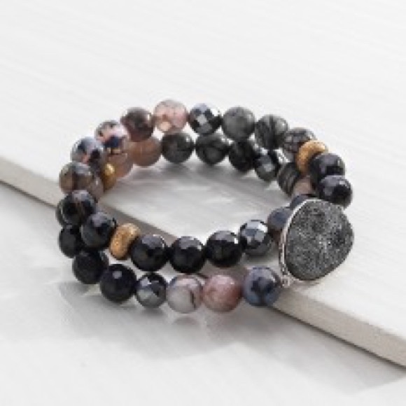 Silpada”Ode to Gode”Druzy Sterling/Agate Bracelet - Picture 6 of 6