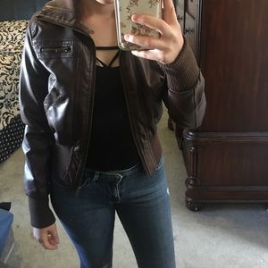 Brown bomber jacket