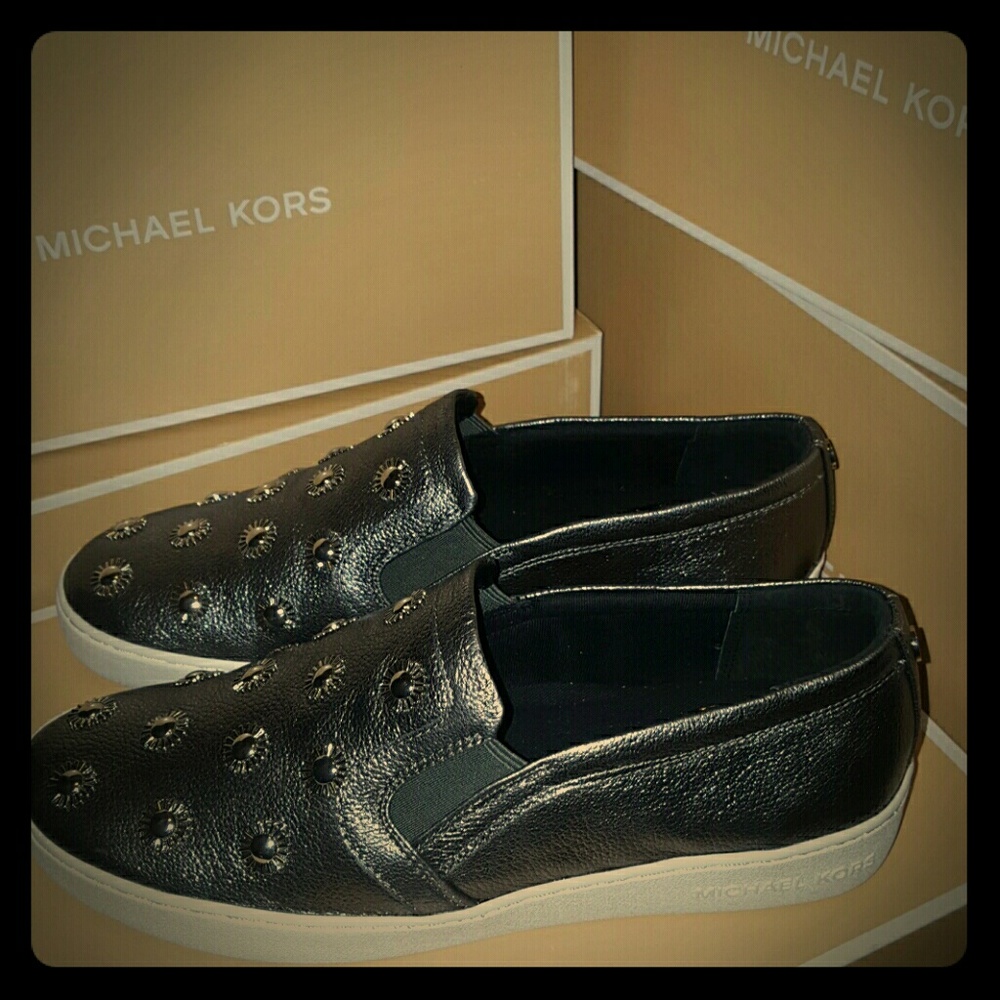 Michael Kors Leo Slip on Metallic leather sz 8