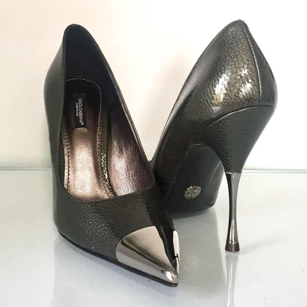 Dolce Gabbana Cap Metal Toe Patent Leather Heel