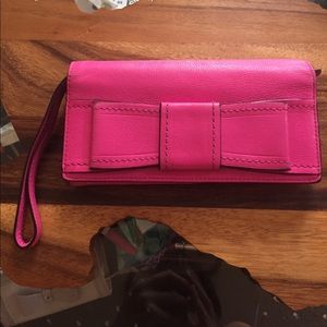 Kate Spade bow wristlet wallet hot pink