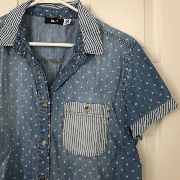 Urban Outfitters Mixed Print Denim Button Down - Picture 3 of 3