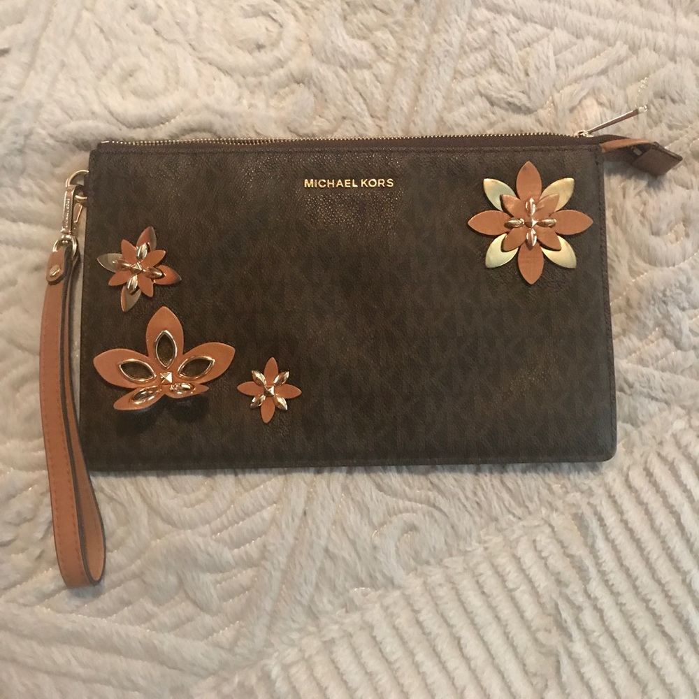Michael Kors Logo Floral Wristlet/Clutch
