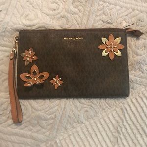 Michael Kors Logo Floral Wristlet/Clutch
