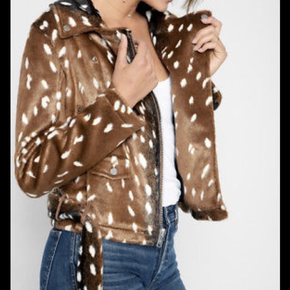 NWT New 7 For All Mankind Faux Fur Moto Jacket