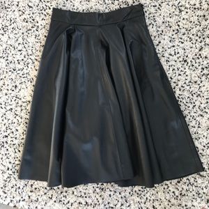 black Zara faux leather A-line skirt