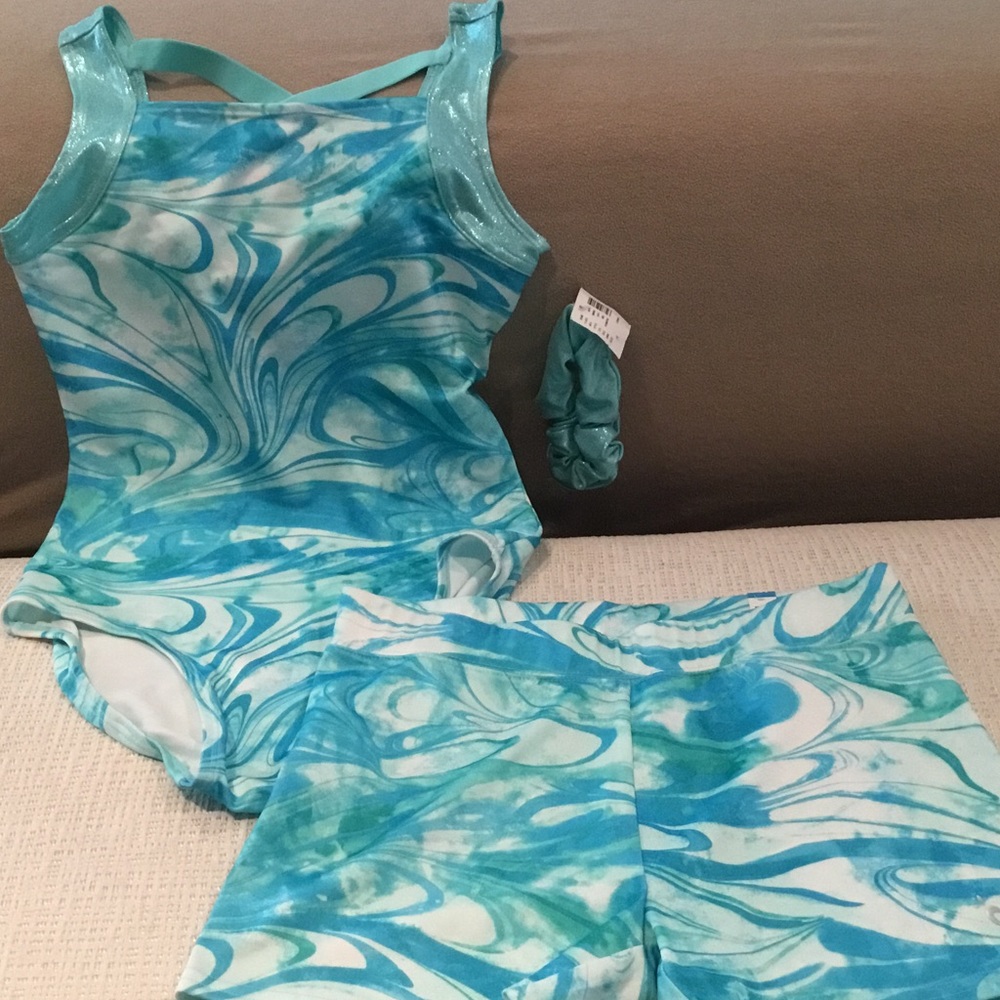 Girls gymnastic leotard and matching shorts