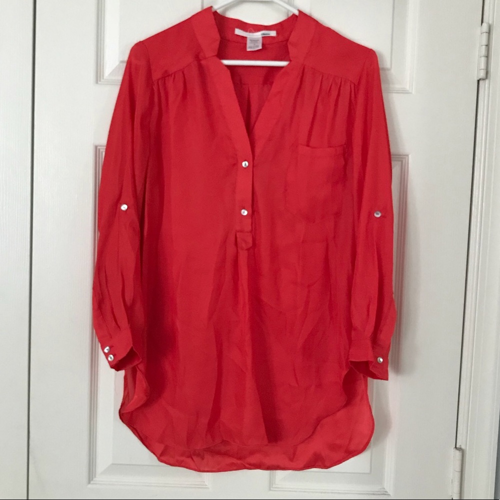 *SOLD* 
Red Silky Tunic Blouse