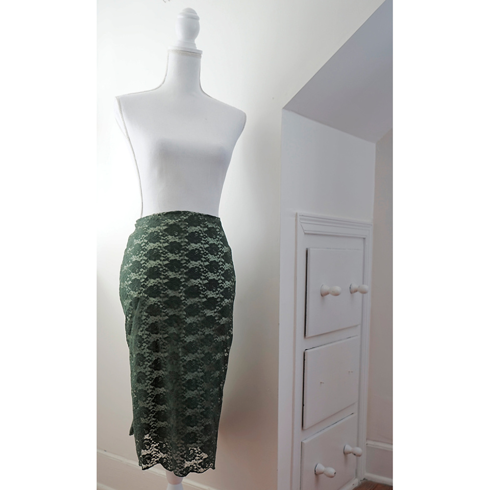 Anthropologie Green Lace Skirt by Chan Luu