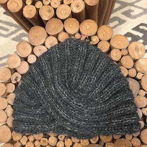 Grey turban knit hat