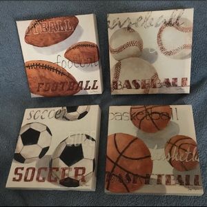 Boys room decor. ⚽️🏀🏈⚾️