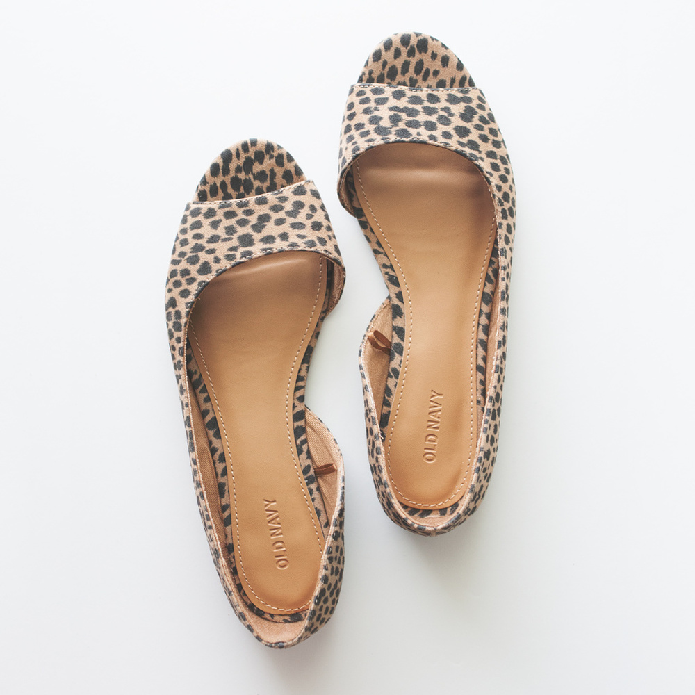 Leopard Peep Toe Flats