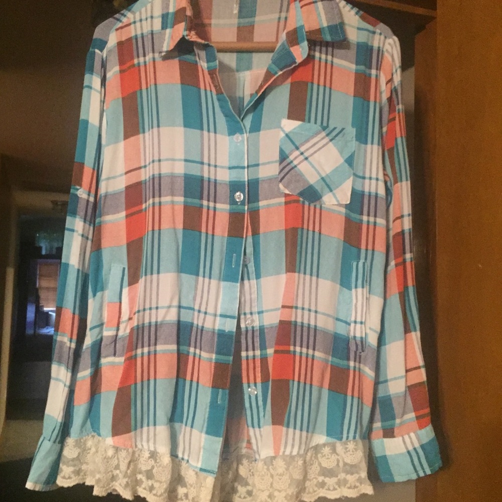 Flannel with Pockets & Lace Trim!