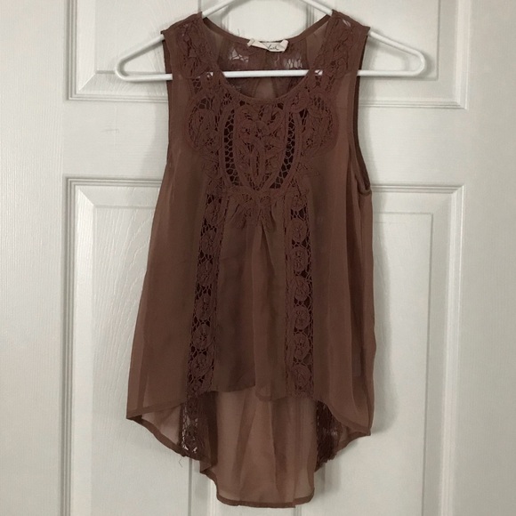 Lush brand brown crochet high-low tank - Picture 2 of 4