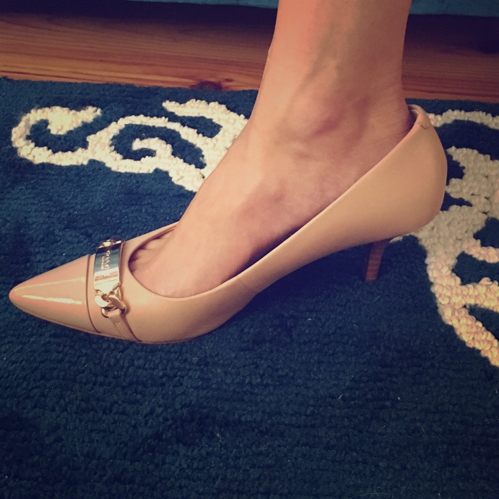 Nude coach heels
