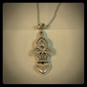 Sterling Silver Claddagh and Trinity Knot Pendant