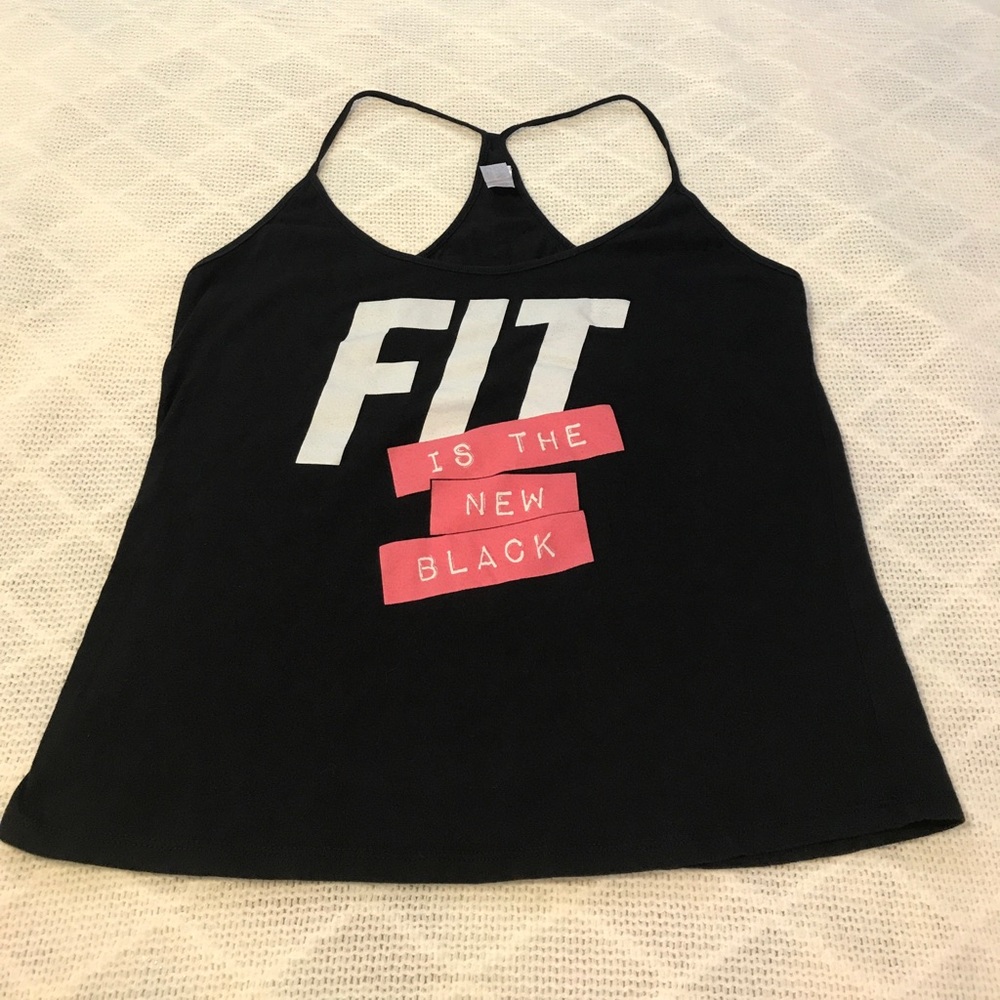 Black & Pink Graphic Workout Tank Top