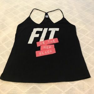 Black & Pink Graphic Workout Tank Top