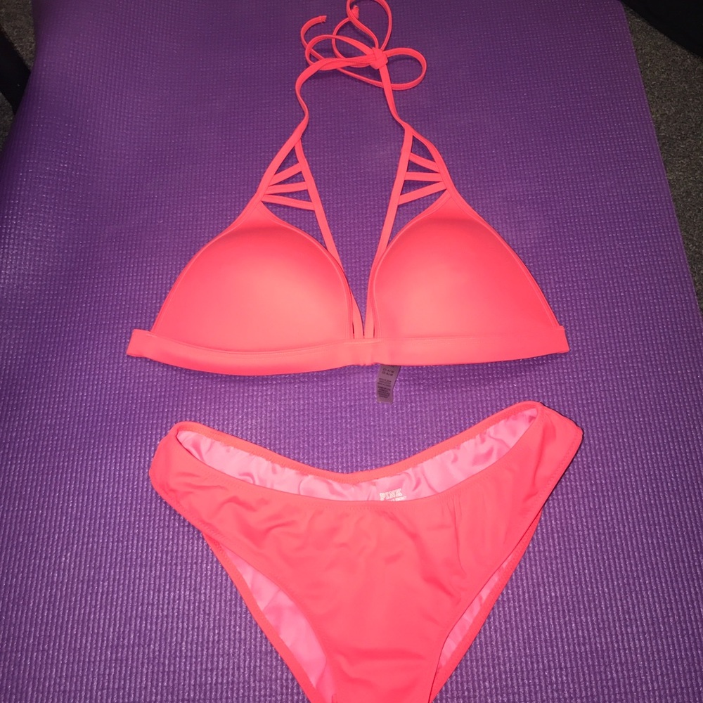 Neon PINK Victoria’s Secret m swim top & s bottom