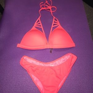 Neon PINK Victoria’s Secret m swim top & s bottom