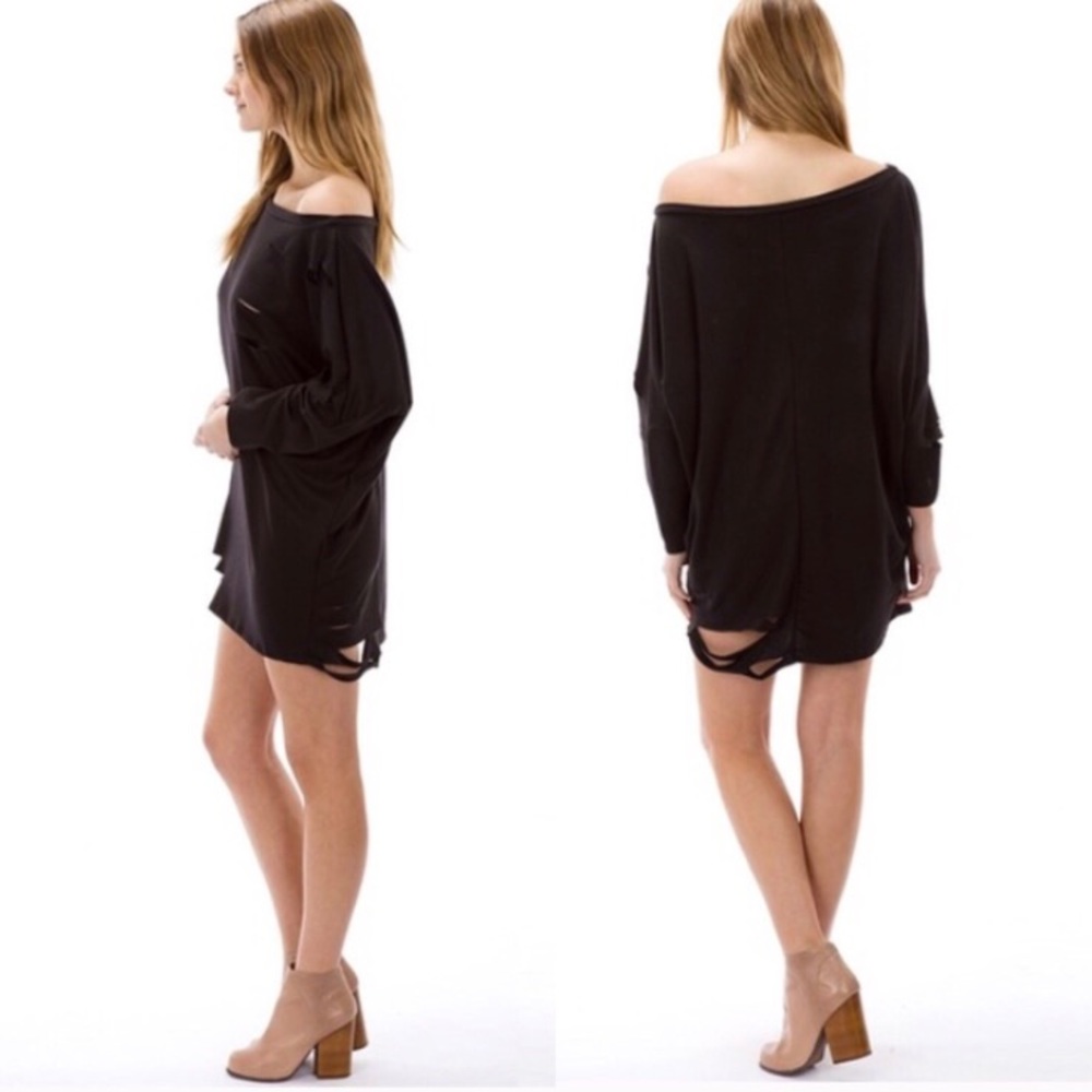 Oversized Black Distressed Sweater